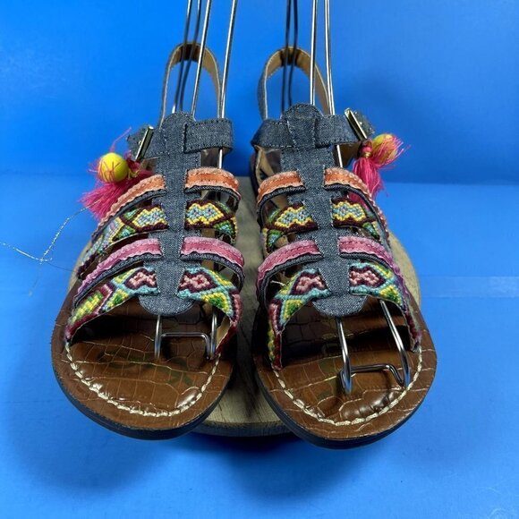 Sam Edelman Gigi Nancy EMB Multicolor Slingback Sandals Girls Shoes Size‎ 4 - Picture 2 of 8